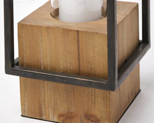 Mercana Orionis Large Wood w/ Black Metal Lantern Candle Holder - Image 8