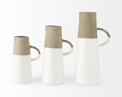 Mercana Garand Two-Toned White Natural Ceramic Jug - Image 9