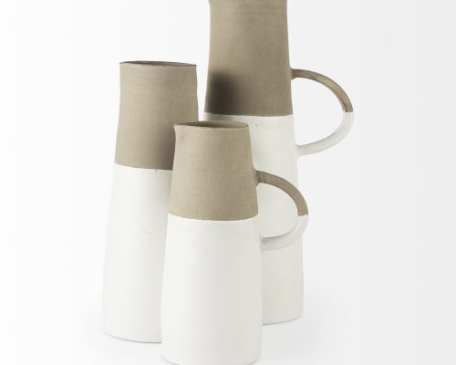 Mercana Garand Two-Toned White Natural Ceramic Jug - Image 10