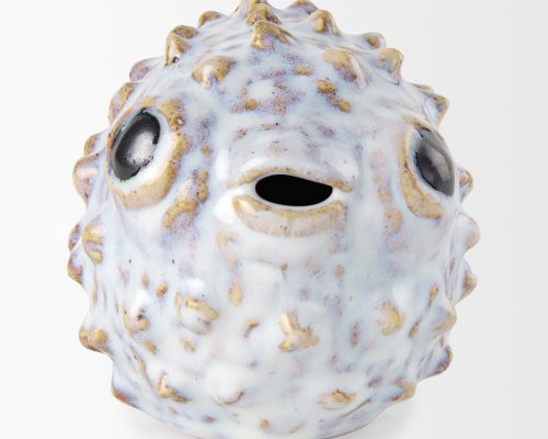 Mercana Spike Off-White Ceramic Puffer Fish - Image 3