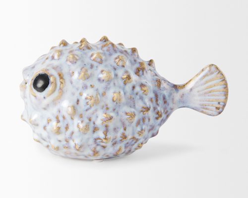 Mercana Spike Off-White Ceramic Puffer Fish - Image 4