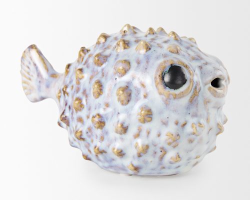 Mercana Spike Off-White Ceramic Puffer Fish - Image 6