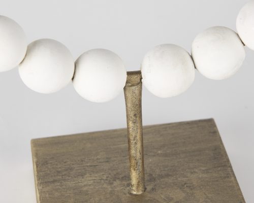 Mercana Pontchartrain White Beaded Broken Sphere Decorative Object W/ Gold Base - Image 7
