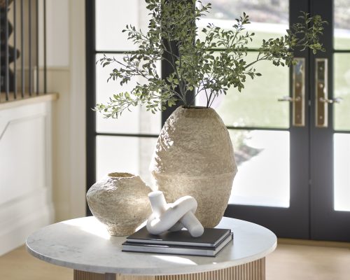 Mercana Ritu Beige Paper Mache Pot Vase - Image 5