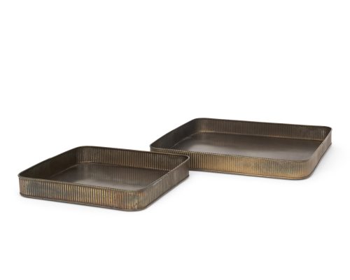 Alternative view of Mercana Varun Antiqued Brass Metal Tray (Set of 2)