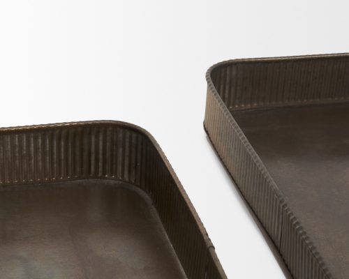 Mercana Varun Antiqued Brass Metal Tray (Set of 2) - Image 6