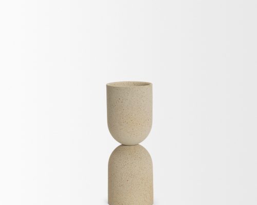 Mercana Qamra Beige Textured Metal Pillar Candle Holder - Image 5