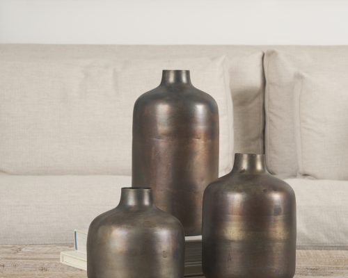 Mercana Daya Antiqued Gold Metal Vase - Image 3