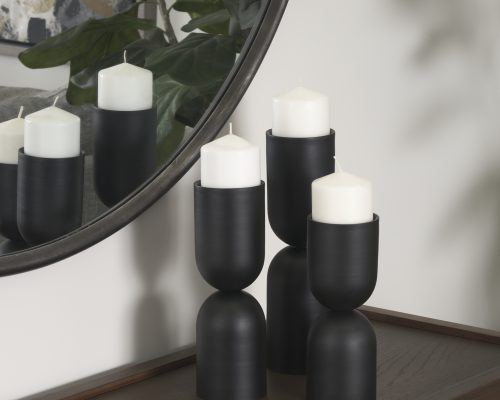 Mercana Qamra Black Metal Pillar Candle Holder - Image 3