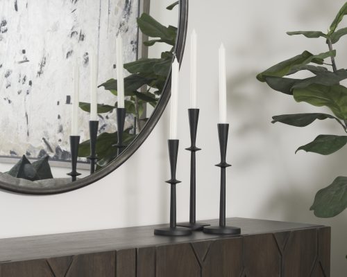 Mercana Qwin Matte Black Cast Aluminum Candle Holder - Image 3