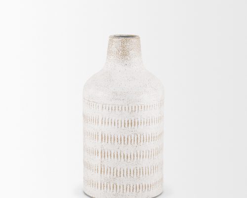 Mercana Tisha White W/ Terracotta Distressing Metal Vase - Image 6