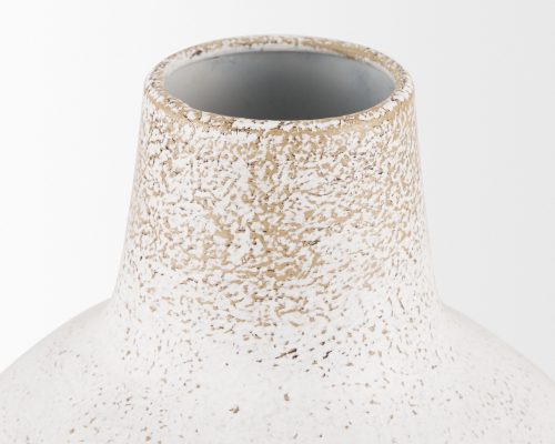Mercana Tisha White W/ Terracotta Distressing Metal Vase - Image 7