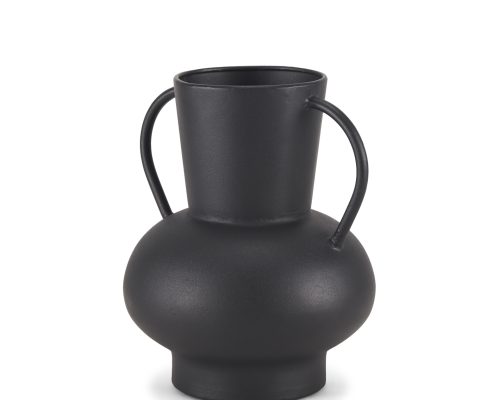 Alternative view of Mercana Tasya Matte Black w/ Handles Metal Vase
