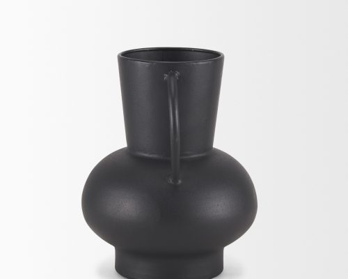 Mercana Tasya Matte Black w/ Handles Metal Vase - Image 5