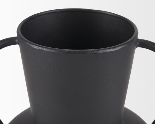 Mercana Tasya Matte Black w/ Handles Metal Vase - Image 7