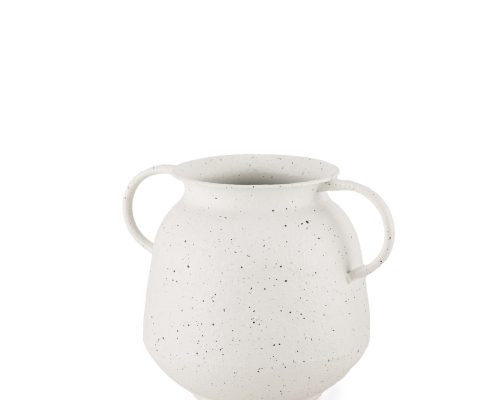 Alternative view of Mercana Treva White w/ Black Speckles Metal Vase