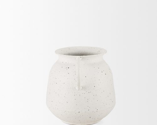 Mercana Treva White w/ Black Speckles Metal Vase - Image 6