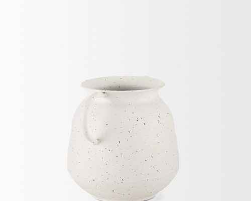 Mercana Treva White w/ Black Speckles Metal Vase - Image 7