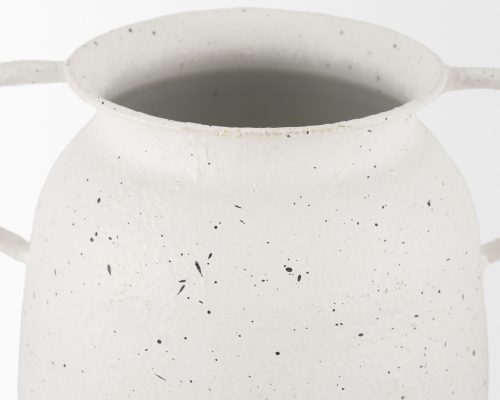Mercana Treva White w/ Black Speckles Metal Vase - Image 8