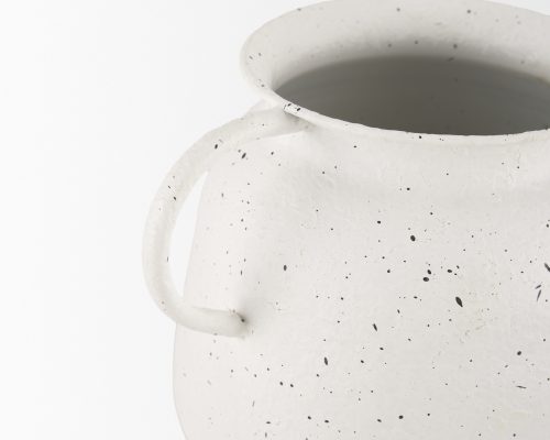 Mercana Treva White w/ Black Speckles Metal Vase - Image 9