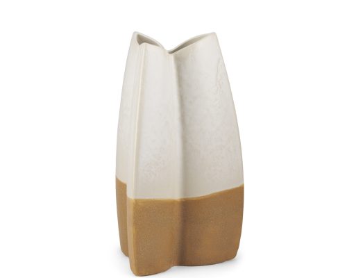 Alternative view of Mercana Vania Off White w/ Tan Textured Ceramic Vase