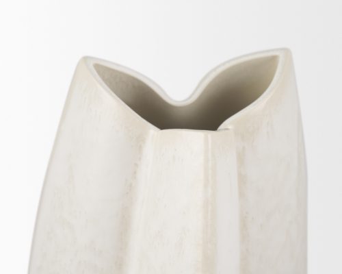 Mercana Vania Off White w/ Tan Textured Ceramic Vase - Image 9