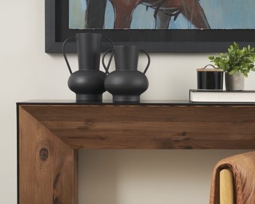 Mercana Tasya Matte Black w/ Handles Metal Vase - Image 3