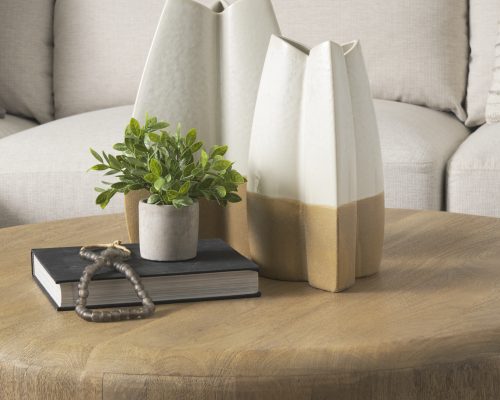 Mercana Vania Off White w/ Tan Textured Ceramic Vase