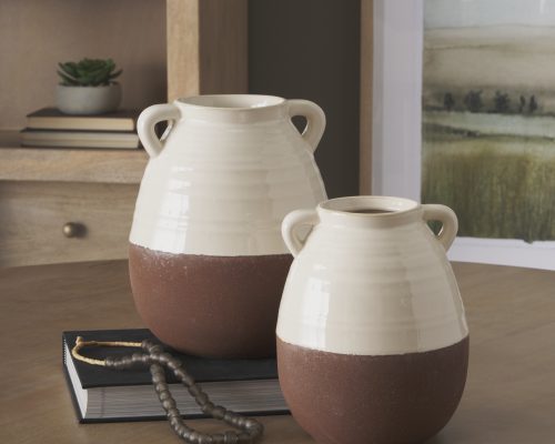 Mercana Tryna Beige w/ Matte Brown Ceramic Vase