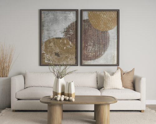 Mercana Vania Off White w/ Tan Textured Ceramic Vase - Image 4