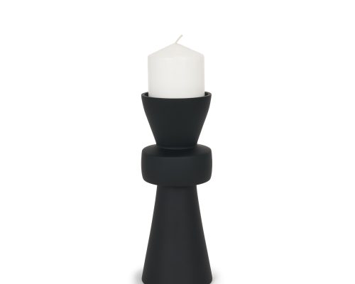 Mercana Odilia Smooth Matte Black Metal Geometric Pillar Candle Holder - Image 2