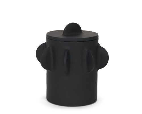 Mercana Deacon Matte Black Metal Canister with Sculptural Handles - Image 2