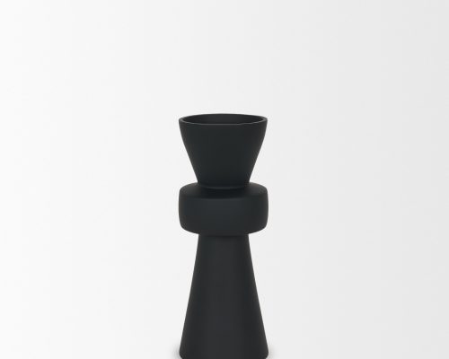 Mercana Odilia Smooth Matte Black Metal Geometric Pillar Candle Holder - Image 5
