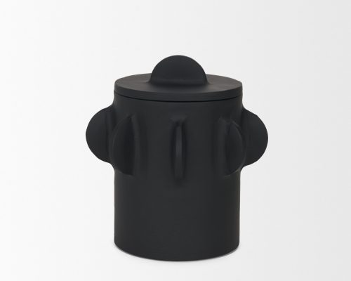 Mercana Deacon Matte Black Metal Canister with Sculptural Handles - Image 6