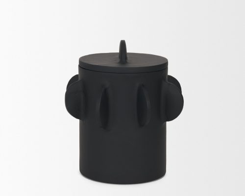Mercana Deacon Matte Black Metal Canister with Sculptural Handles - Image 7