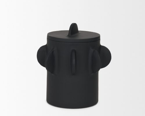 Mercana Deacon Matte Black Metal Canister with Sculptural Handles - Image 8
