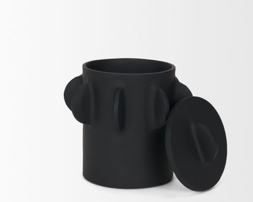 Mercana Deacon Matte Black Metal Canister with Sculptural Handles - Image 9