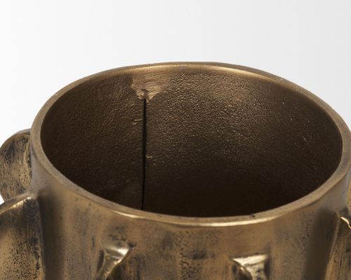 Mercana Deacon Small Antiqued Gold Metal Canister with Sculptural Handles - Image 10