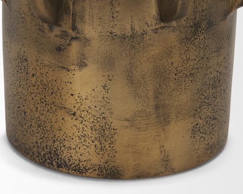 Mercana Deacon Small Antiqued Gold Metal Canister with Sculptural Handles - Image 11