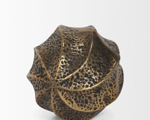 Mercana Imani Sculptural Textured Antiqued Gold Metal Decorative Orb Object - Image 6
