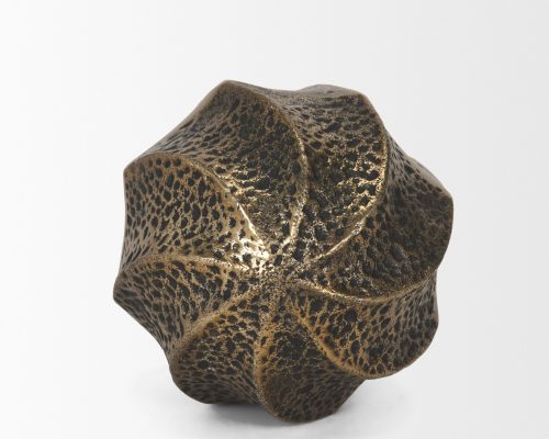 Mercana Imani Sculptural Textured Antiqued Gold Metal Decorative Orb Object - Image 8