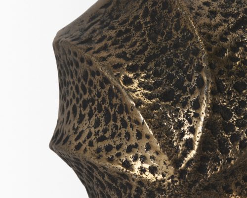 Mercana Imani Sculptural Textured Antiqued Gold Metal Decorative Orb Object - Image 9