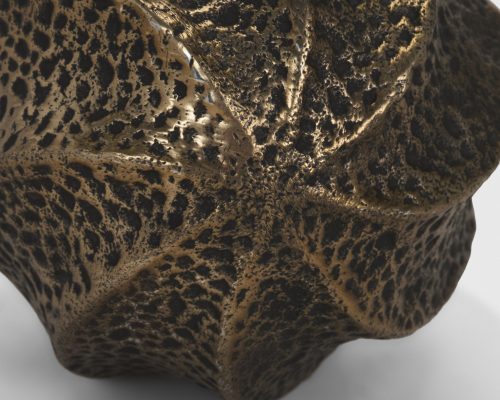Mercana Imani Sculptural Textured Antiqued Gold Metal Decorative Orb Object - Image 10