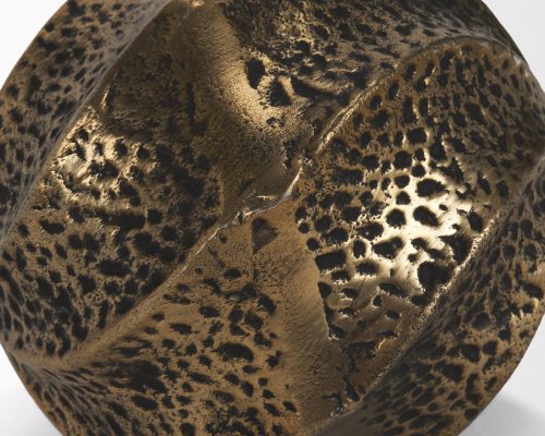 Mercana Imani Sculptural Textured Antiqued Gold Metal Decorative Orb Object - Image 11