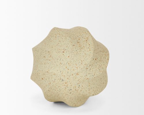 Mercana Imani Small Sculptural Textured Beige Metal Decorative Orb Object - Image 3
