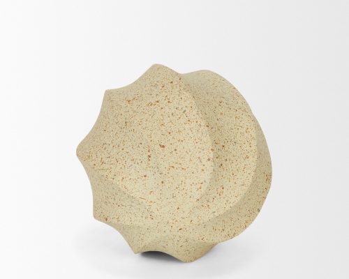 Mercana Imani Small Sculptural Textured Beige Metal Decorative Orb Object - Image 5