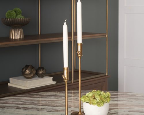Mercana Chantria Solid Natural Brass Adjustable Taper Candle Holder