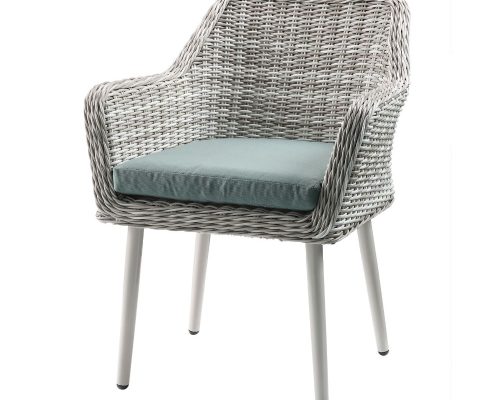 Acme Tashay 3Pc Patio Bistro Set Green Fabric & Beige Wicker - Image 3