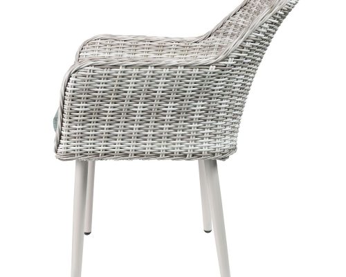 Acme Tashay 3Pc Patio Bistro Set Green Fabric & Beige Wicker - Image 4