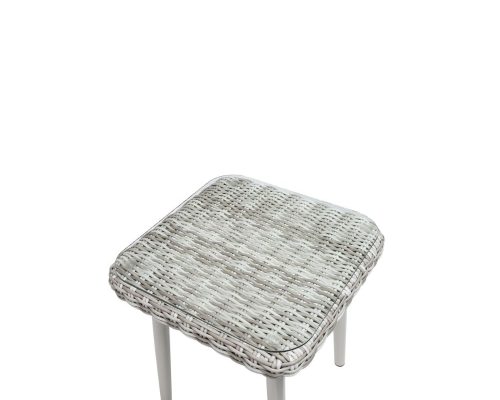 Acme Tashay 3Pc Patio Bistro Set Green Fabric & Beige Wicker - Image 6